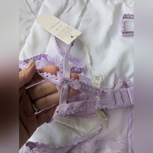 For Love And Lemons Elegant Lace Lingerie Set in Lavender - Picture 6 of 8
